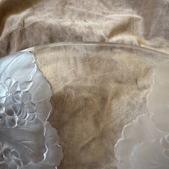 GUC Vintage Mikasa Hoya Crystal‎ Floral Motif Oval Serving Tray 13" x 8" - Picture 9 of 16